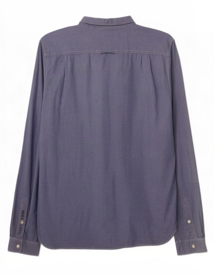 Camicia da uomo Superdry Large in cotone blu