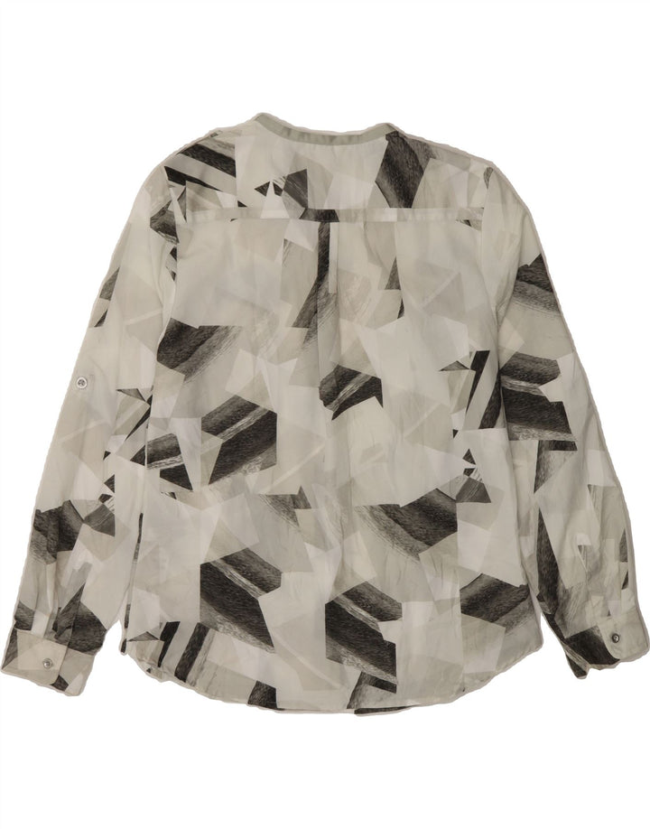 CALVIN KLEIN Womens Military Shirt UK 16 Large Grey Geometric Polyester Vintage Calvin Klein and Second-Hand Calvin Klein from Messina Hembry 
