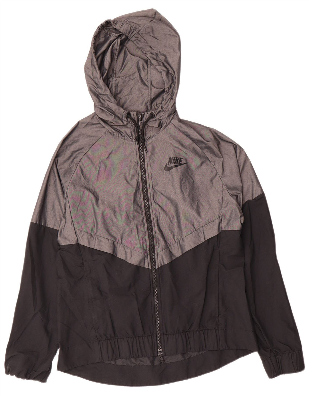 Giacca antipioggia con cappuccio Nike da donna UK 10 Small Grigio Colourblock Nylon