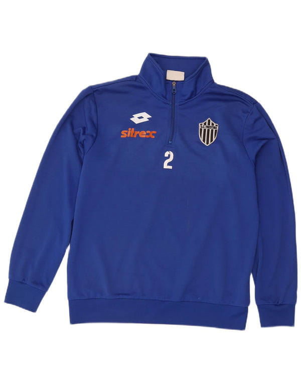 Felpa da uomo con collo con zip grafica S.C. Trestina di Lotto, maglione grande blu