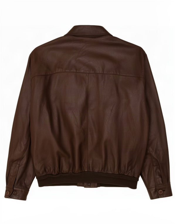 Giacca bomber in pelle vintage da uomo IT 54 2XL Marrone