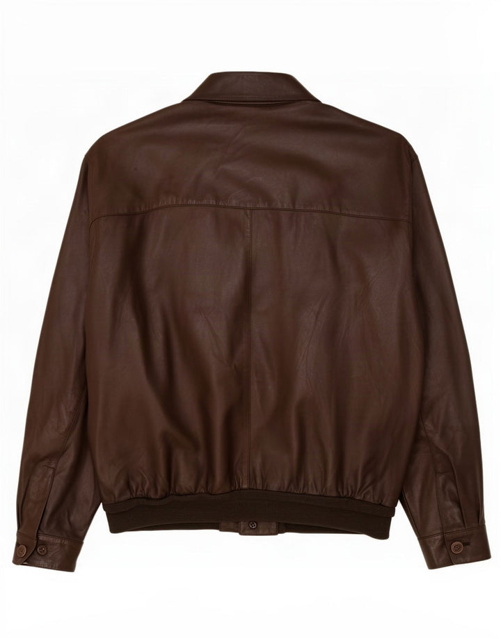 Giacca bomber in pelle vintage da uomo IT 54 2XL Marrone