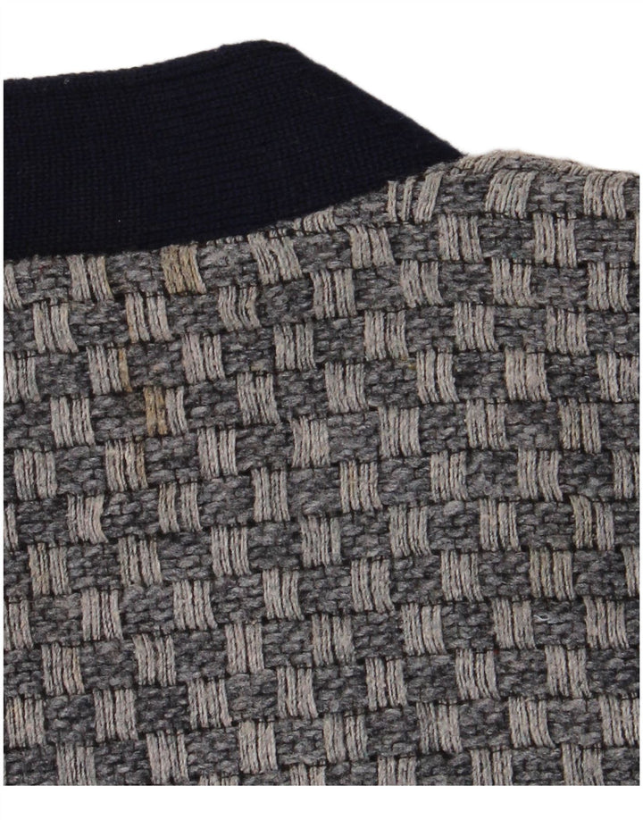 Maglione cardigan da uomo vintage medio blu navy geometrico