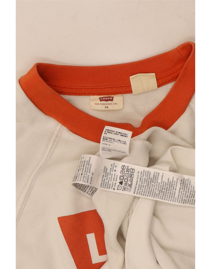 LEVI'S Felpa con grafica corta oversize da donna UK 6 XS Bianca