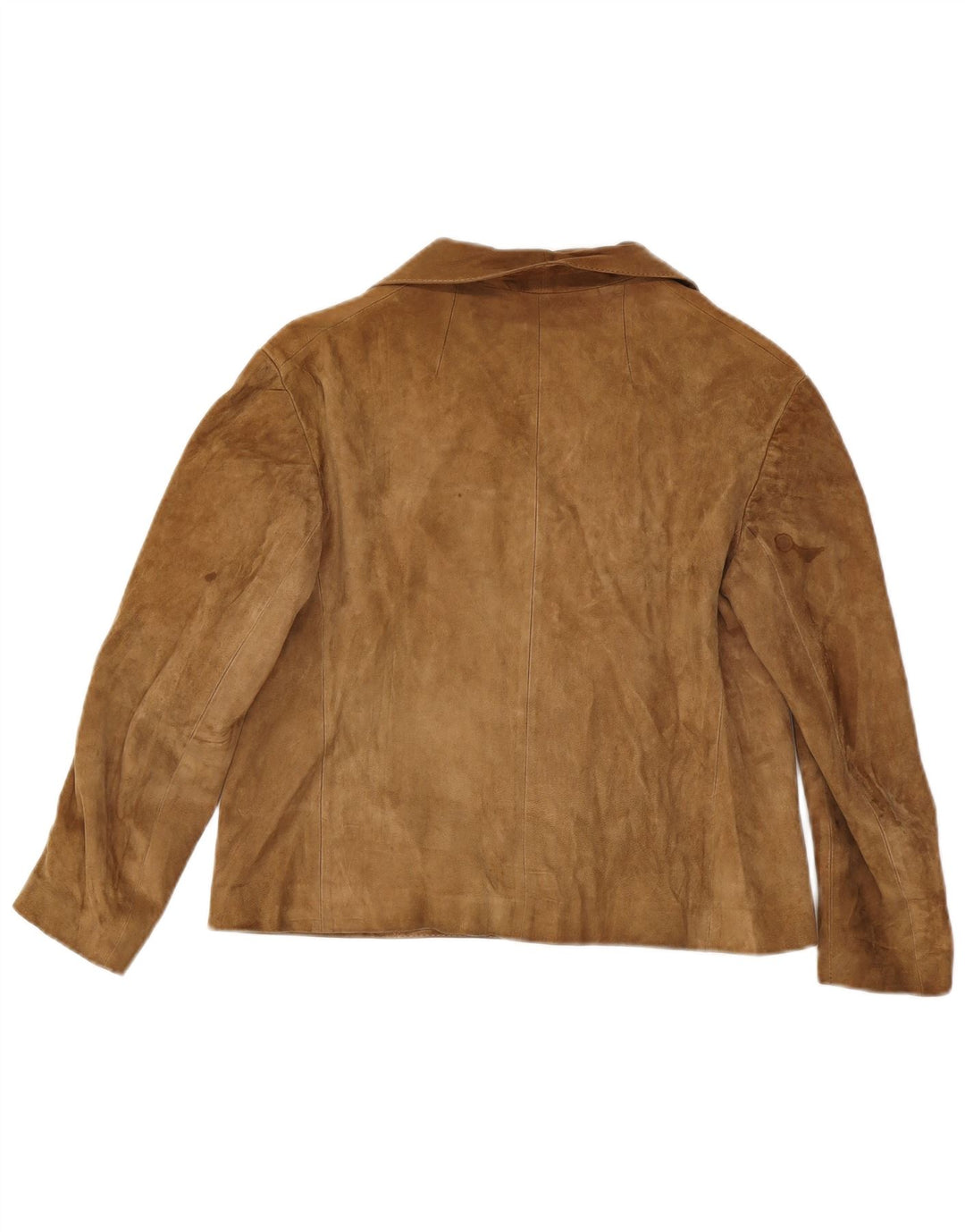 Giacca blazer vintage in pelle scamosciata a 3 bottoni da donna UK 14 Marrone medio