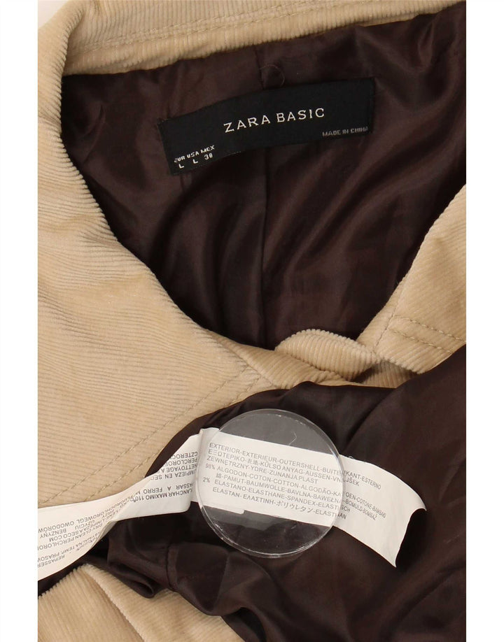 Giacca da donna in velluto a coste Zara UK 16 grande cotone beige