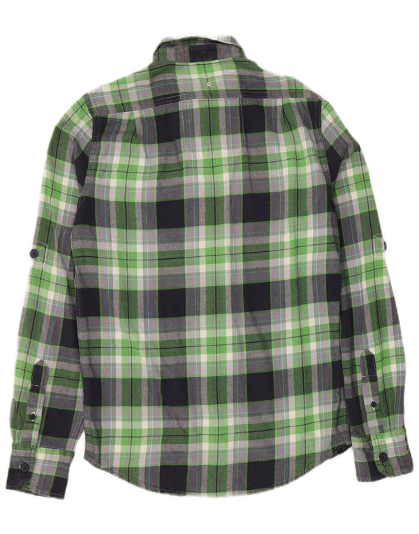 Camicia da uomo in flanella SUPERDRY a quadri piccoli in cotone verde