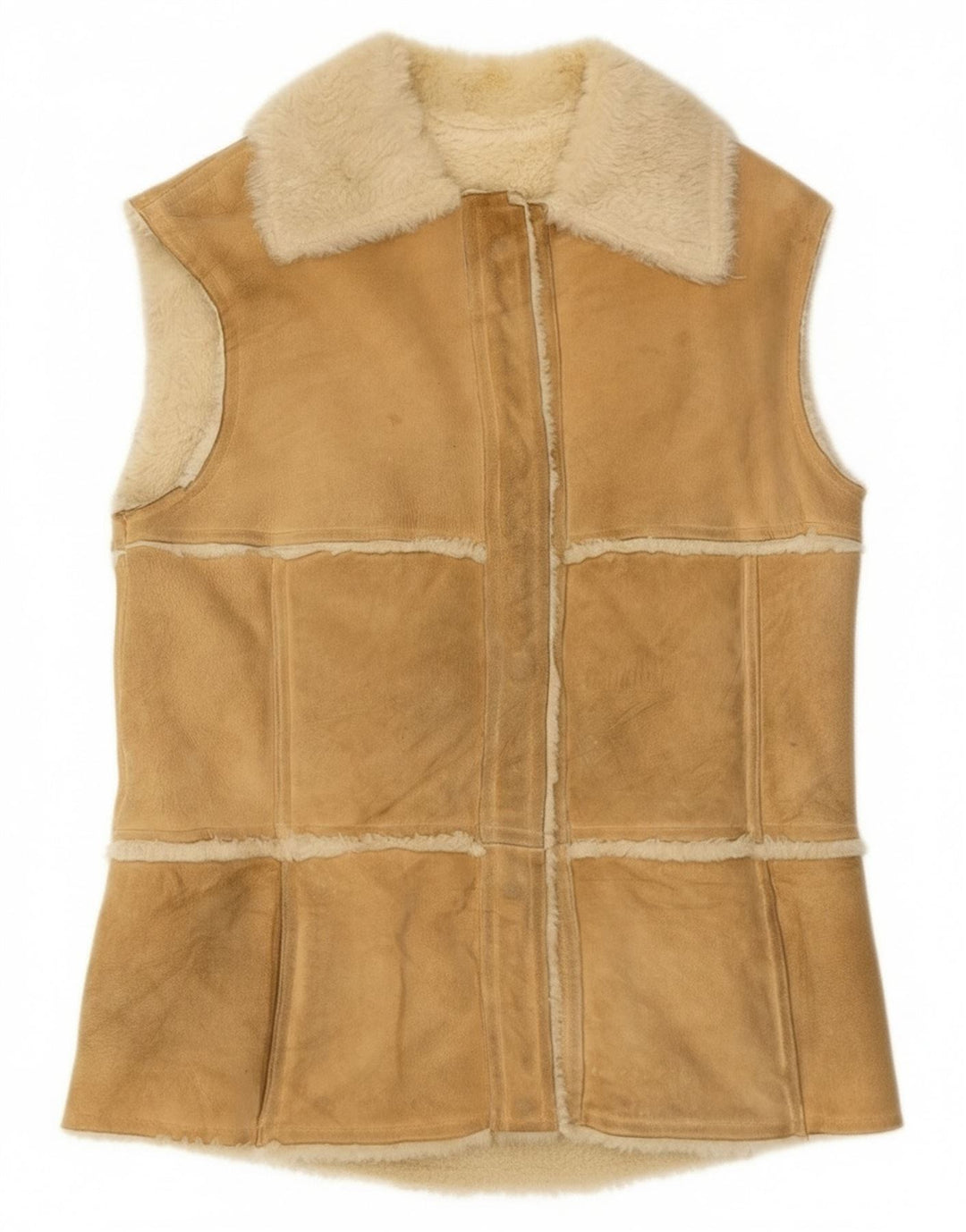 Gilet vintage in shearling da donna IT 44 beige medio