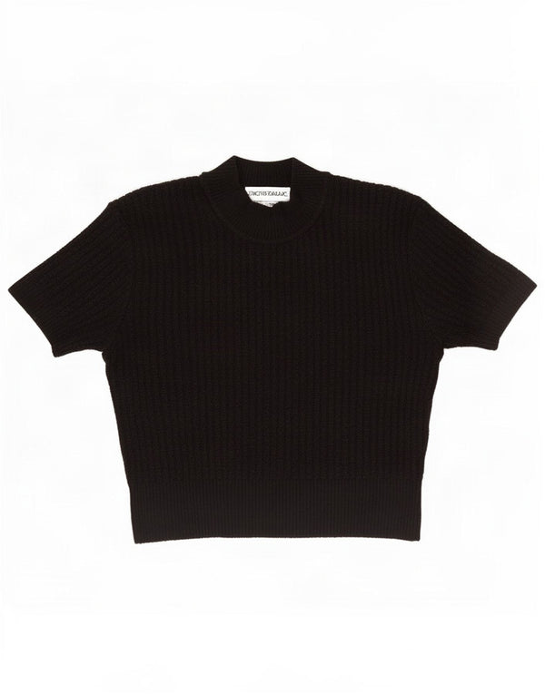 Sportmax Womens Crop Turtle Neck Jumper Sweater UK 14 Large Black