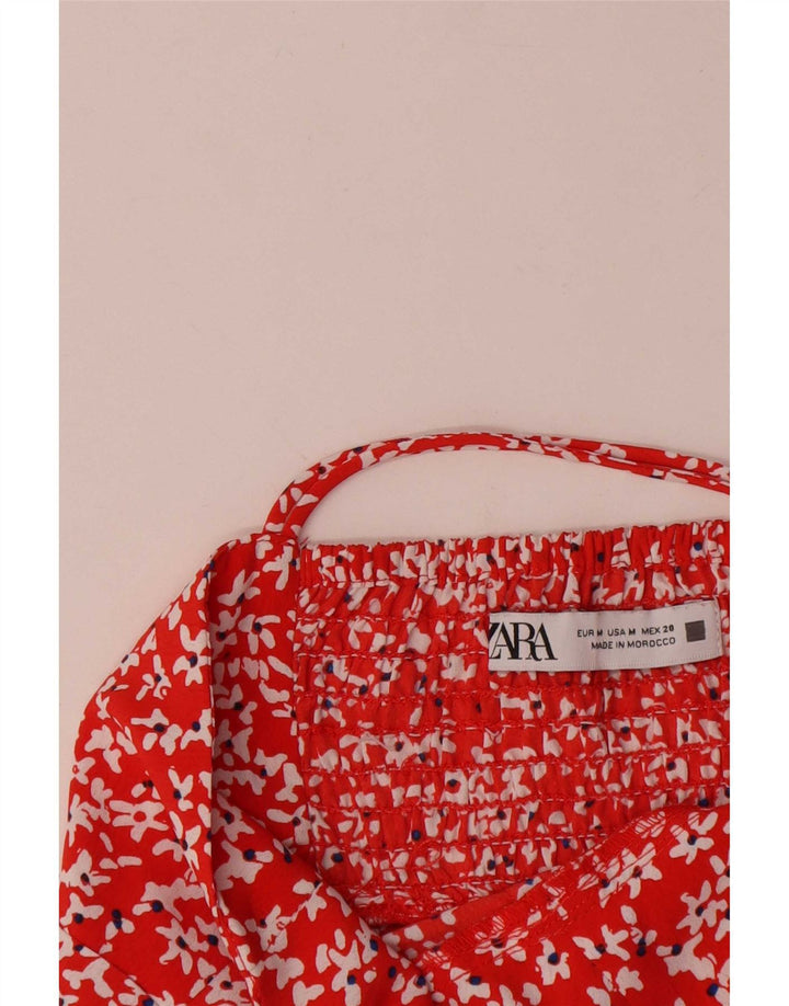 Abito Halter da donna Zara UK 12 rosso medio floreale