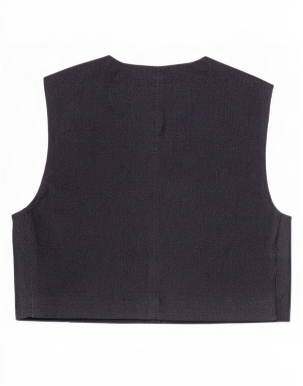 Gilet corto in denim da donna Zara UK 14 grande cotone blu navy