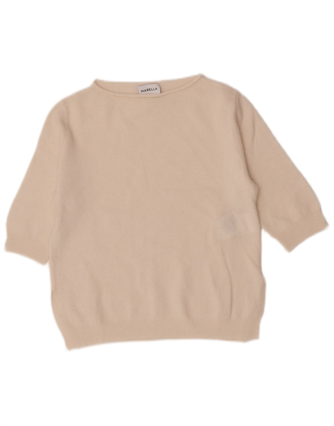 Maglione maglione con scollo a barca corto da donna Marella UK 12 medio bianco sporco