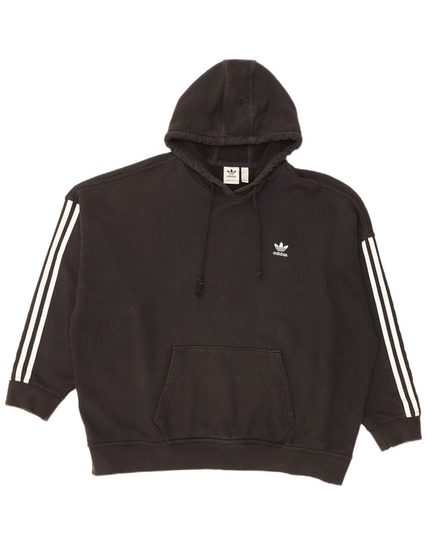 Maglione oversize con cappuccio da donna ADIDAS UK 16 grande cotone nero
