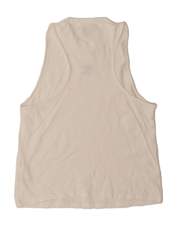 ADIDAS Womens Vest Top UK 14 Medium  White Cotton Vintage Adidas and Second-Hand Adidas from Messina Hembry 