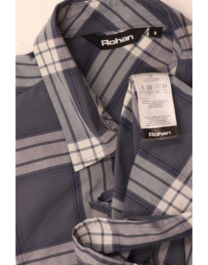 Camicia a maniche corte da uomo Rohan a quadri piccoli blu in poliammide