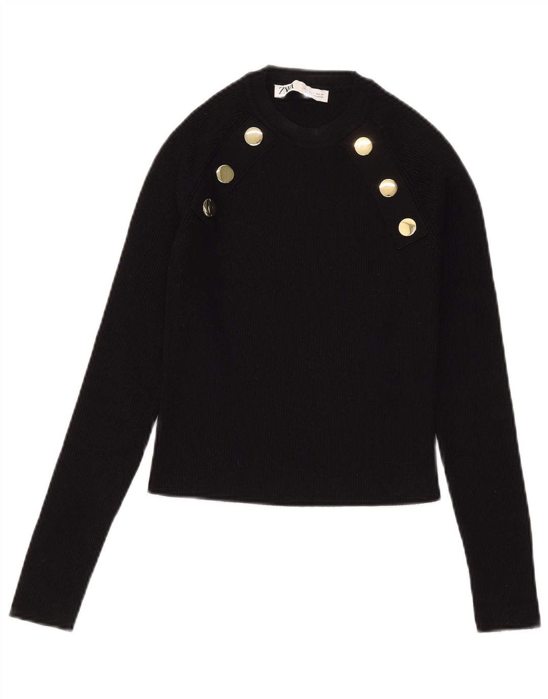 Top corto da donna Zara a maniche lunghe UK 8 piccolo in viscosa nera