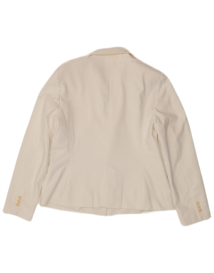 Giacca Blazer a 1 Bottone da Donna ZARA UK 18 XL Poliestere Bianco