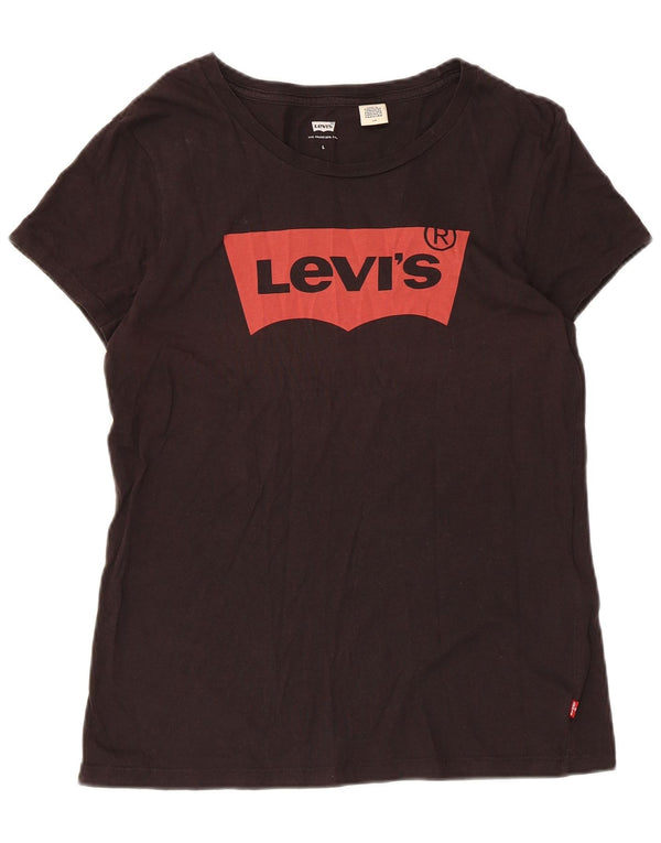 T-shirt grafica da donna Levi's Top UK 14 grande cotone nero