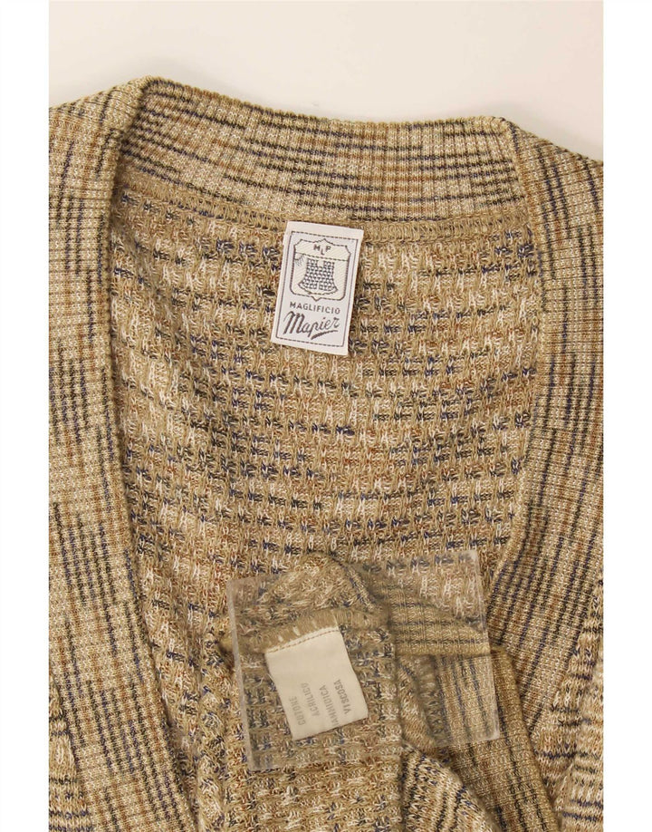 Maglione cardigan senza maniche da uomo Mapier in cotone screziato beige medio