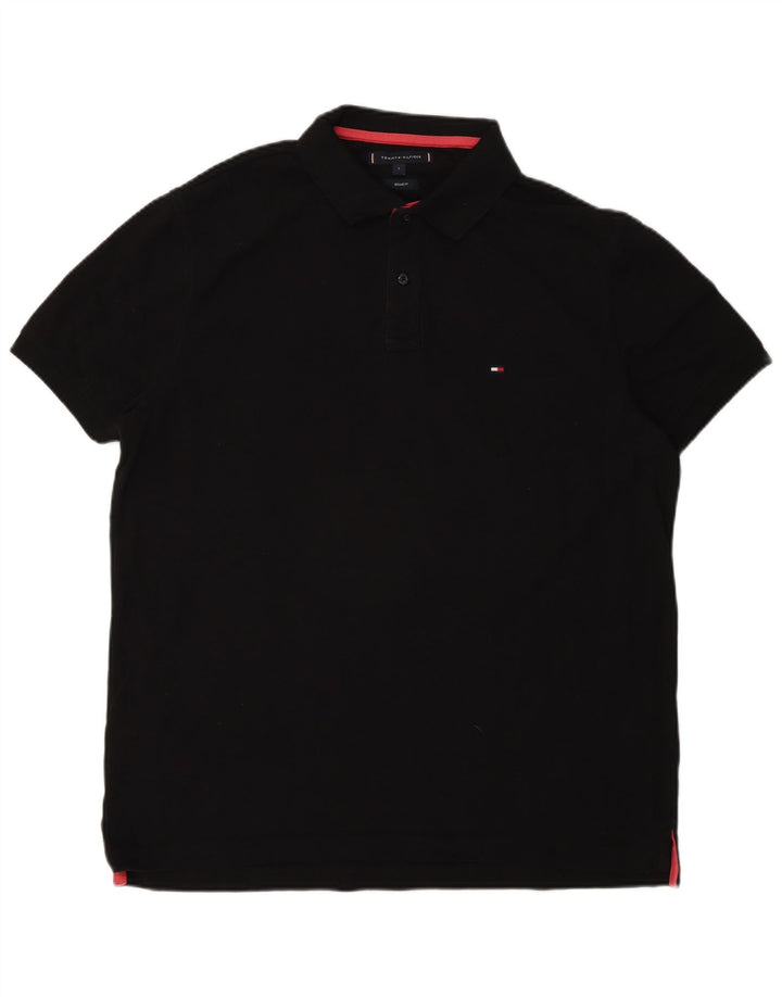 Polo da uomo vestibilità regolare Tommy Hilfiger grande cotone nero