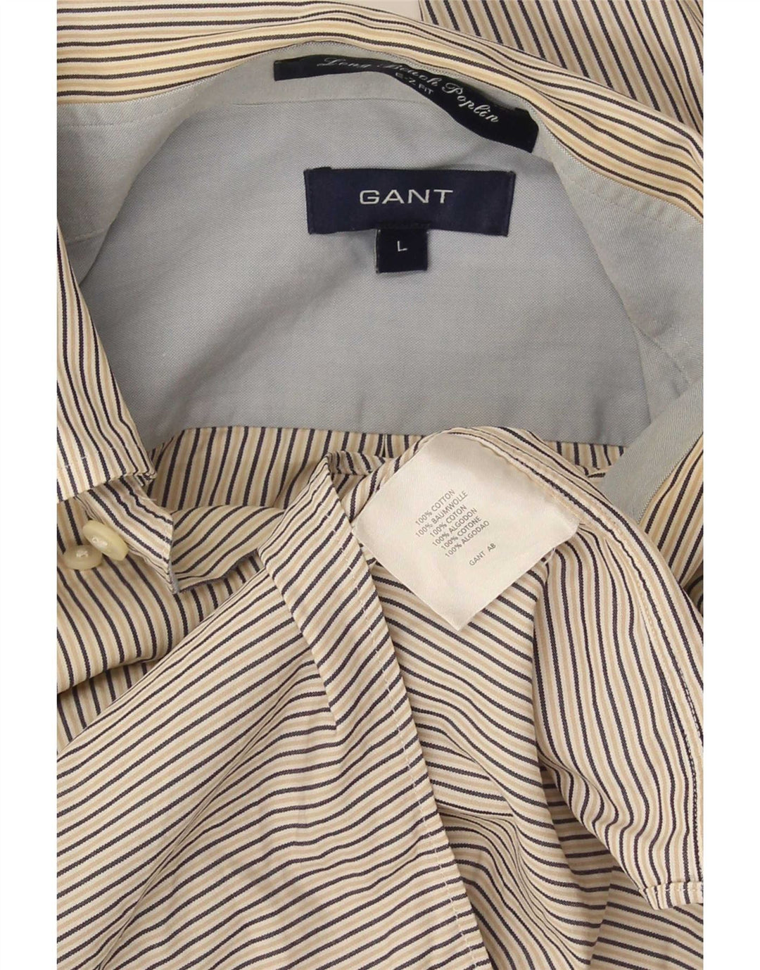 Gant Camicia da uomo E-Z Fit grande cotone gessato beige