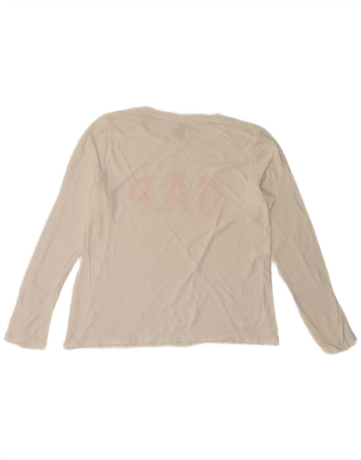 Top grafico da donna Gap manica lunga UK 16 grande cotone bianco