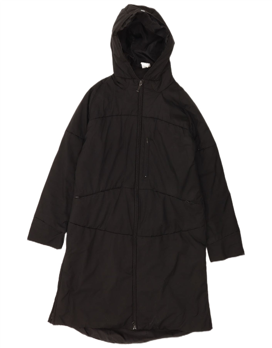 Giacca a vento con cappuccio da donna Adidas UK 16 grande poliestere nero