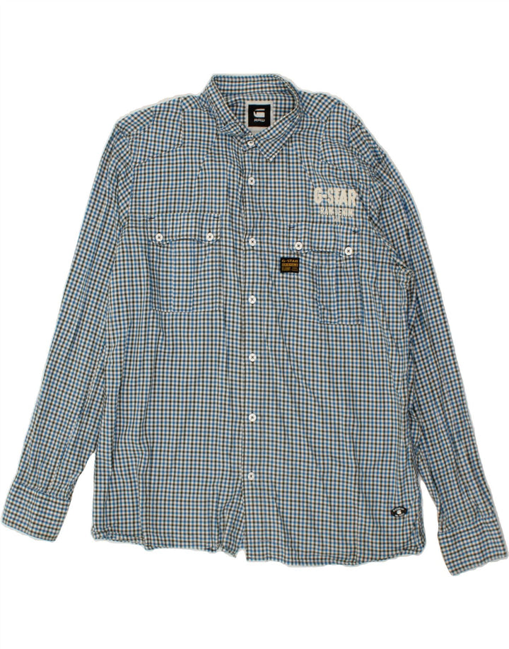 Camicia da uomo G-STAR 2XL in cotone a quadri blu