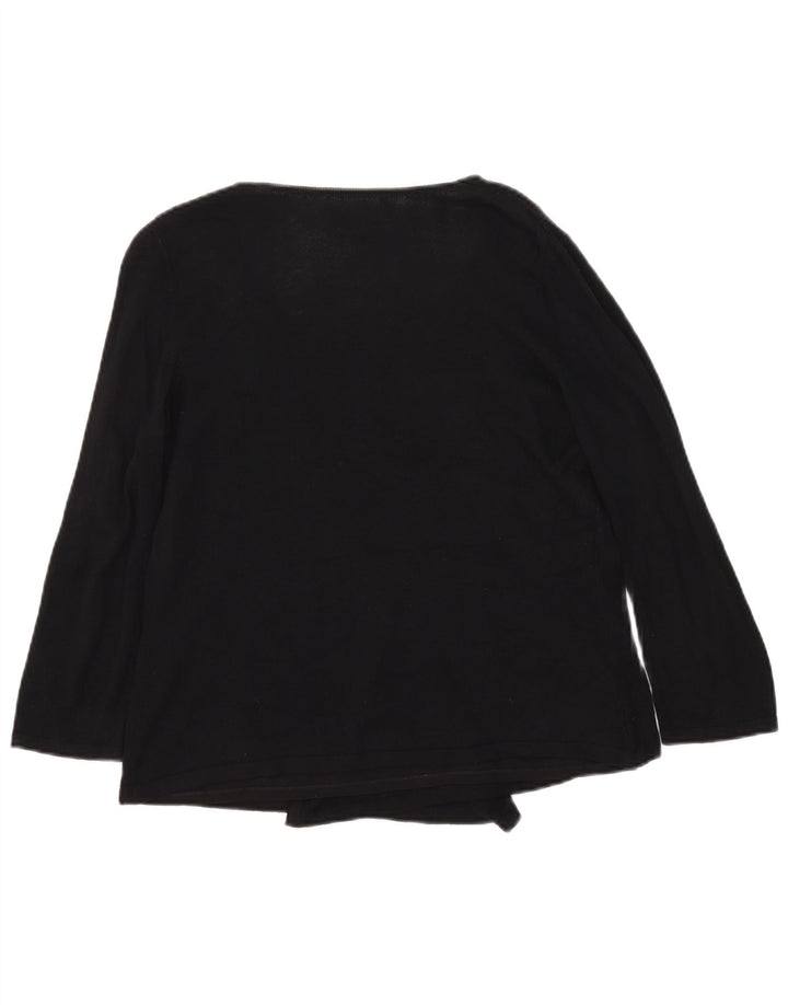 Top camicetta vintage da donna con maniche a 3/4 UK 12 medio nero