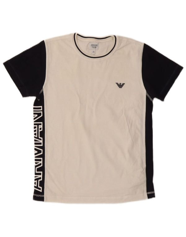 T-shirt grafica per ragazzi Armani, 13-14 anni, in cotone color block bianco