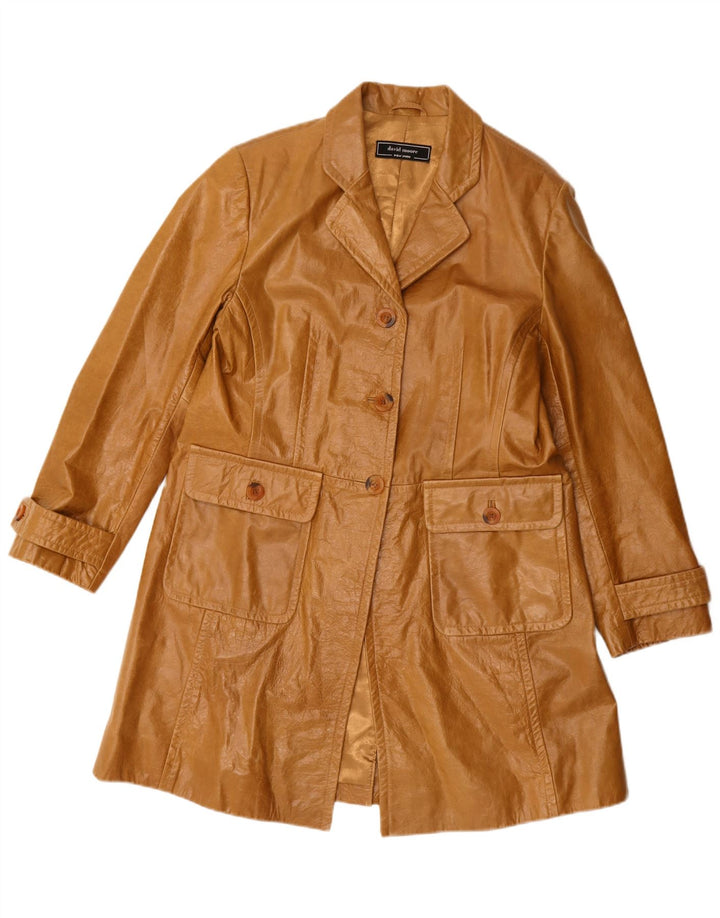 Cappotto in pelle da donna David Moore UK 14 Pelle marrone medio