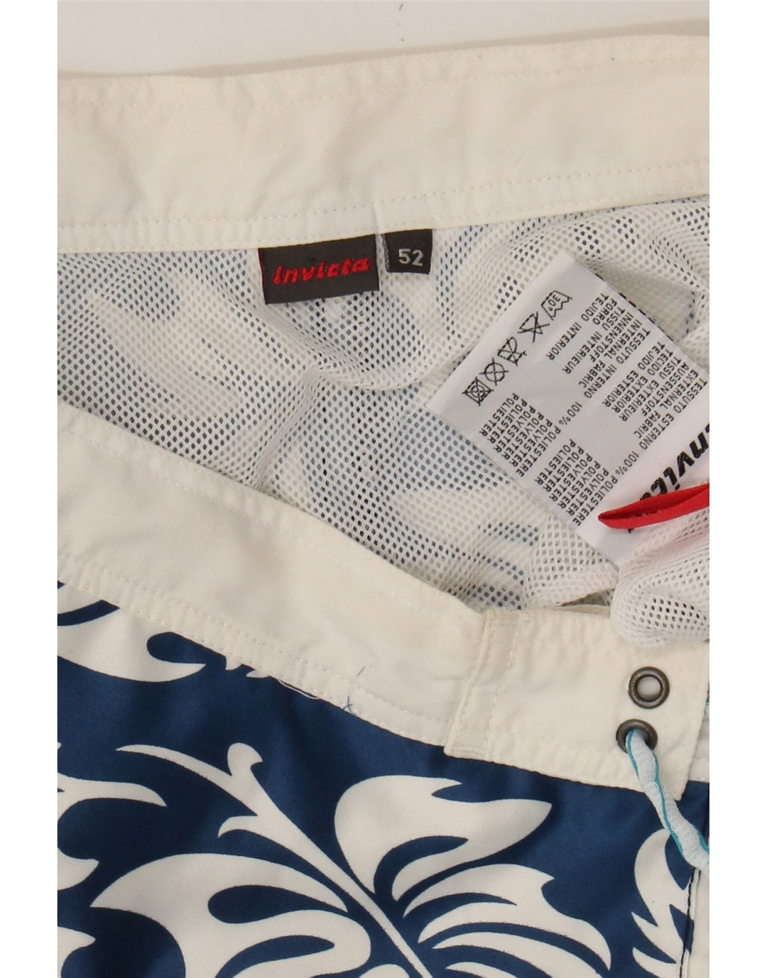 INVICTA Mens Swimming Shorts IT 52 XL Navy Blue Floral Polyester Vintage Invicta and Second-Hand Invicta from Messina Hembry 