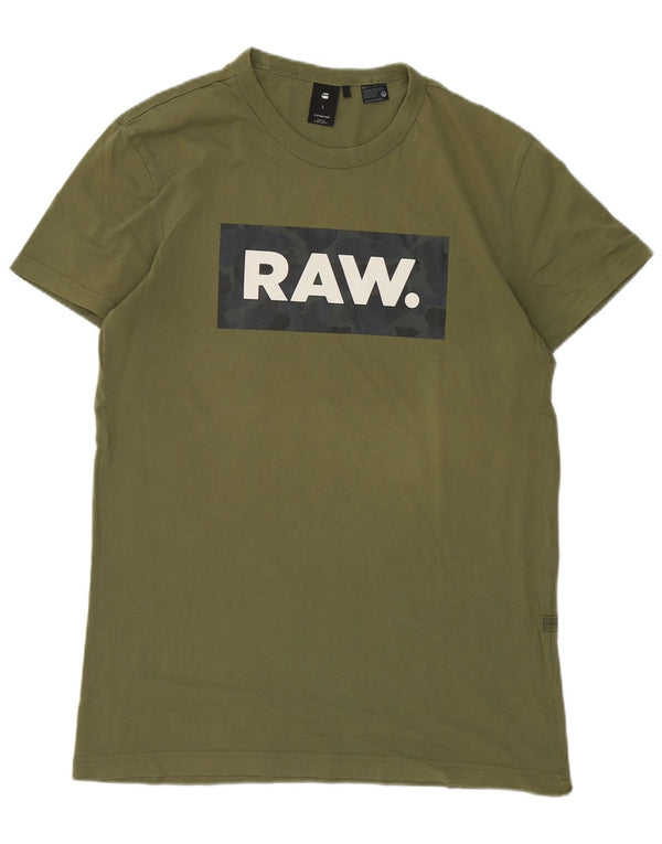 T-shirt grafica da uomo G-Star Top grande in cotone kaki