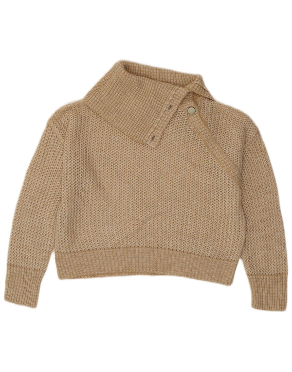 STEFANEL Maglione da donna oversize con collo a bottoni UK 16 Large Beige