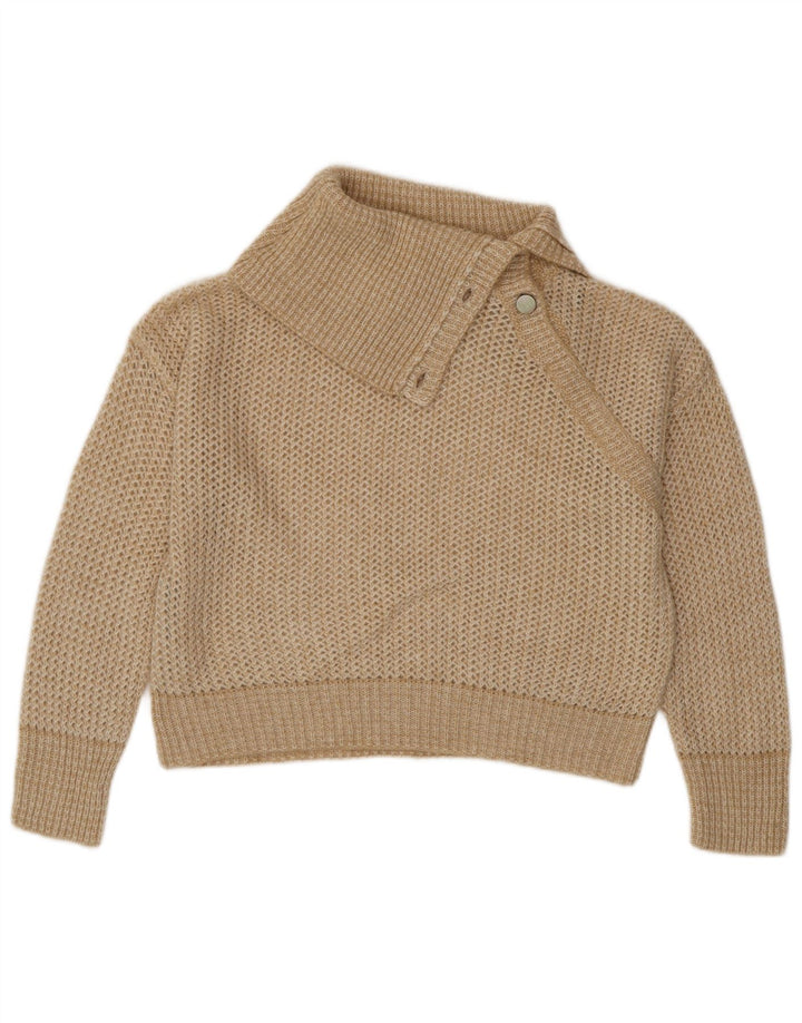 STEFANEL Maglione da donna oversize con collo a bottoni UK 16 Large Beige