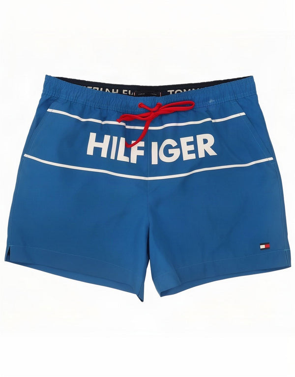 Tommy Hilfiger Pantaloncini da bagno con grafica da uomo Large in poliestere a righe blu