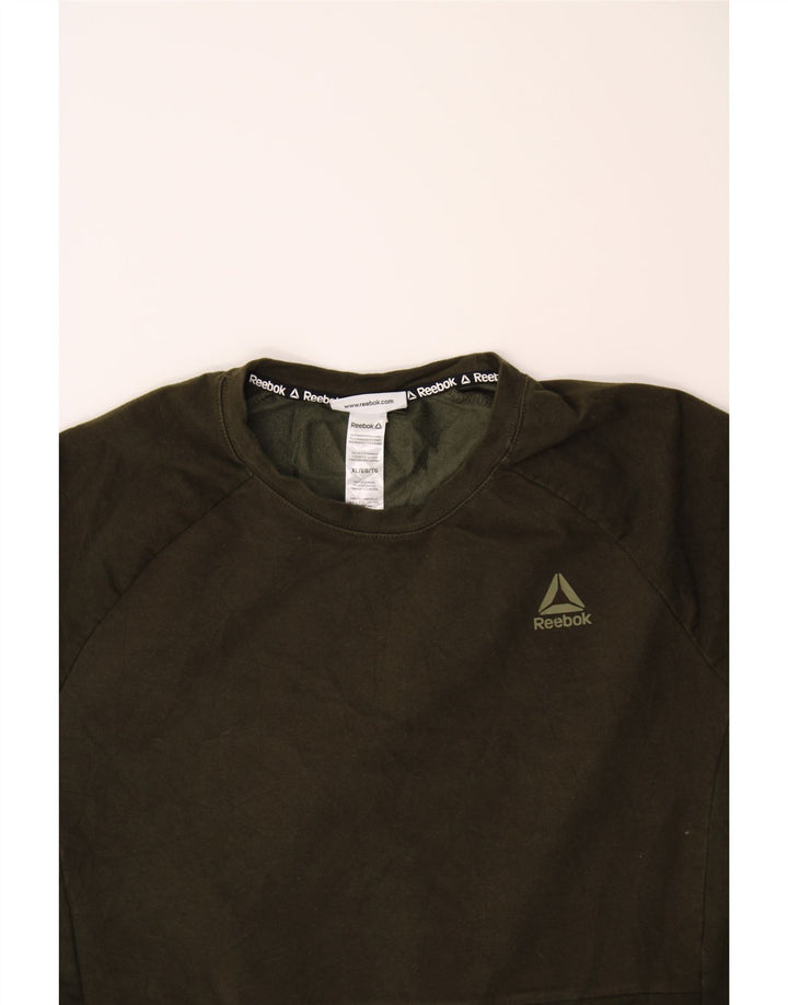 REEBOK Mens Sweatshirt Jumper XL Khaki Cotton Vintage Reebok and Second-Hand Reebok from Messina Hembry 