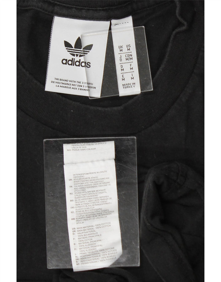 ADIDAS Mens T-Shirt Top Medium Black Cotton Vintage Adidas and Second-Hand Adidas from Messina Hembry 