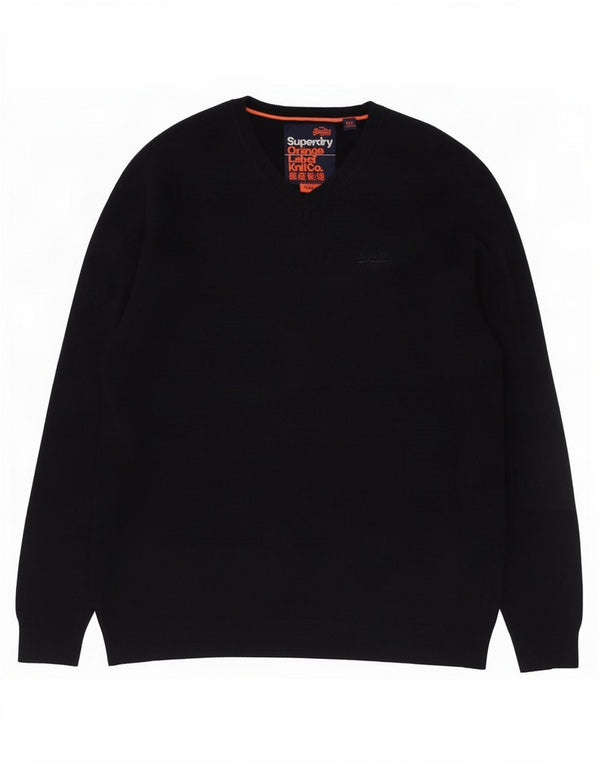 Maglione da uomo con scollo a V Superdry, grande cotone blu navy