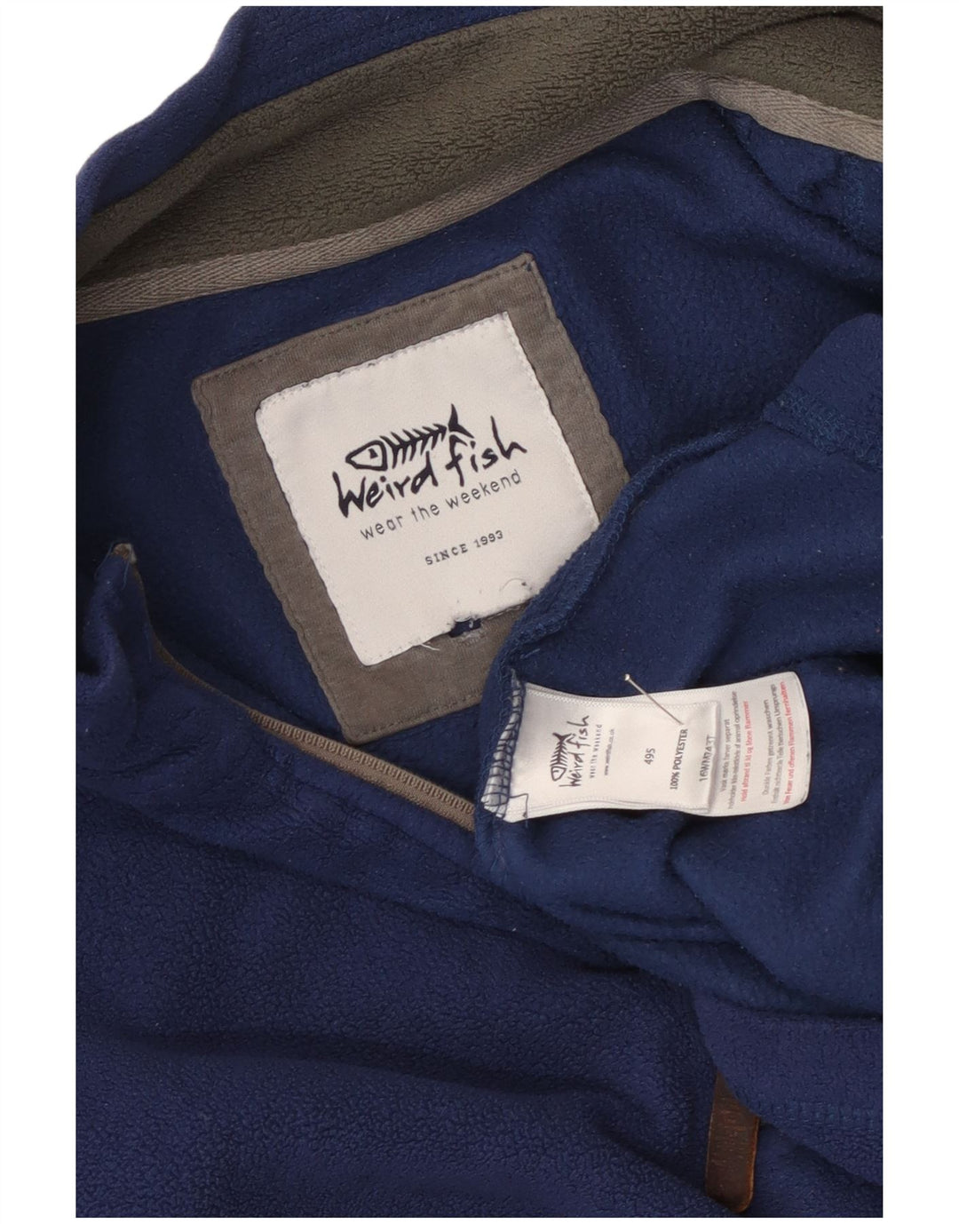 Maglione in pile da uomo con collo con zip Weird Fish XL poliestere blu navy