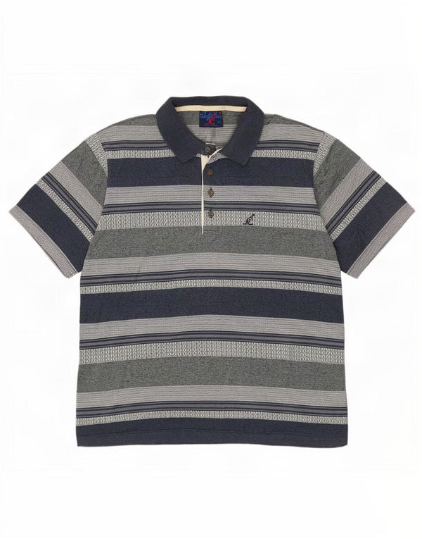 AUSTRALIAN L'ALPINA Mens Polo Shirt IT 50 Medium Blue Striped Cotton