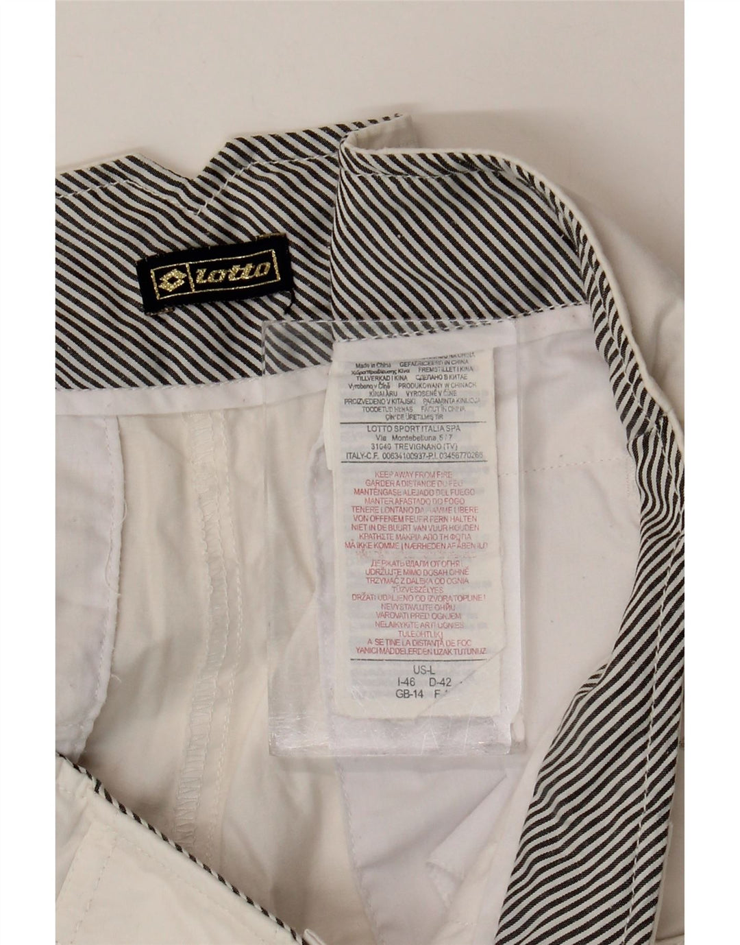 Bermuda da donna Lotto UK 14 medio W30 cotone bianco