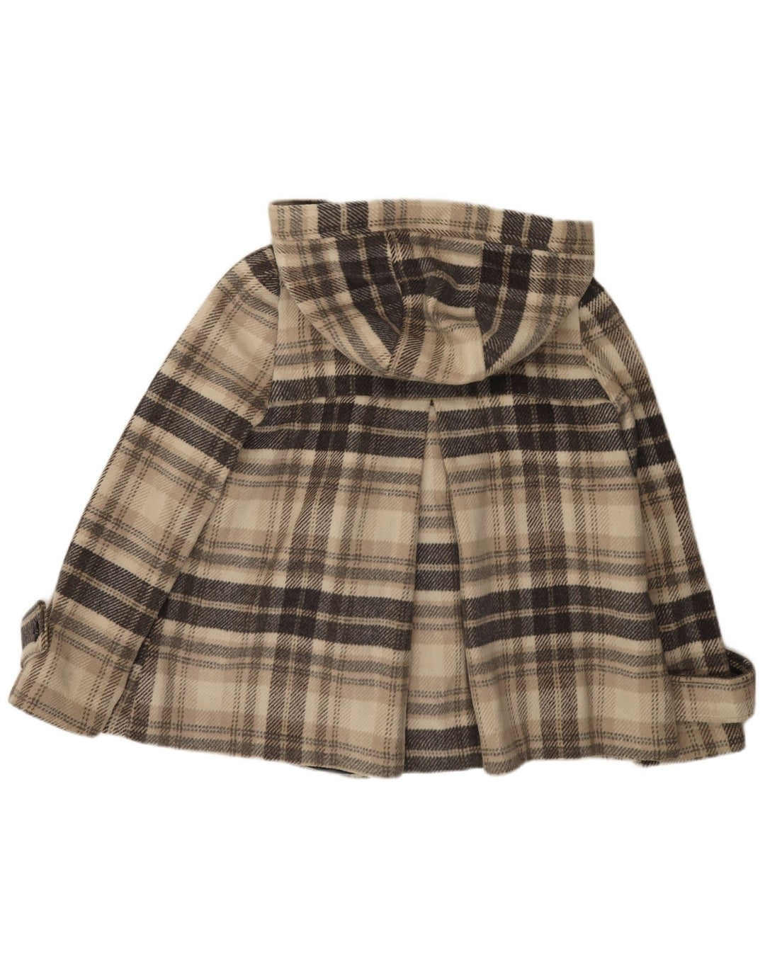 Cappotto corto doppiopetto con cappuccio da donna Zara UK 16 grande scozzese beige