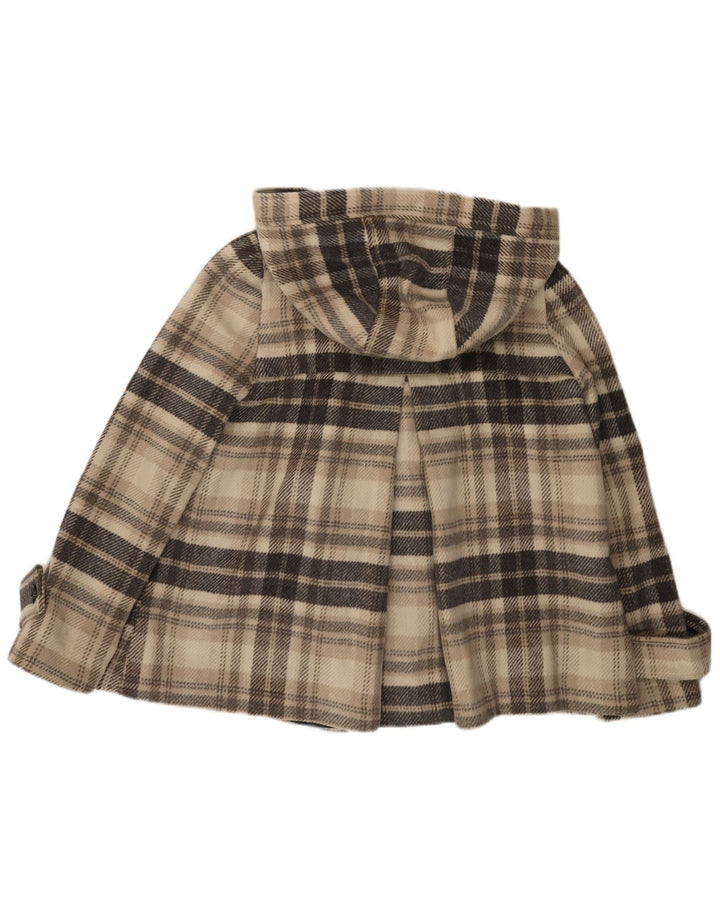 Cappotto corto doppiopetto con cappuccio da donna Zara UK 16 grande scozzese beige