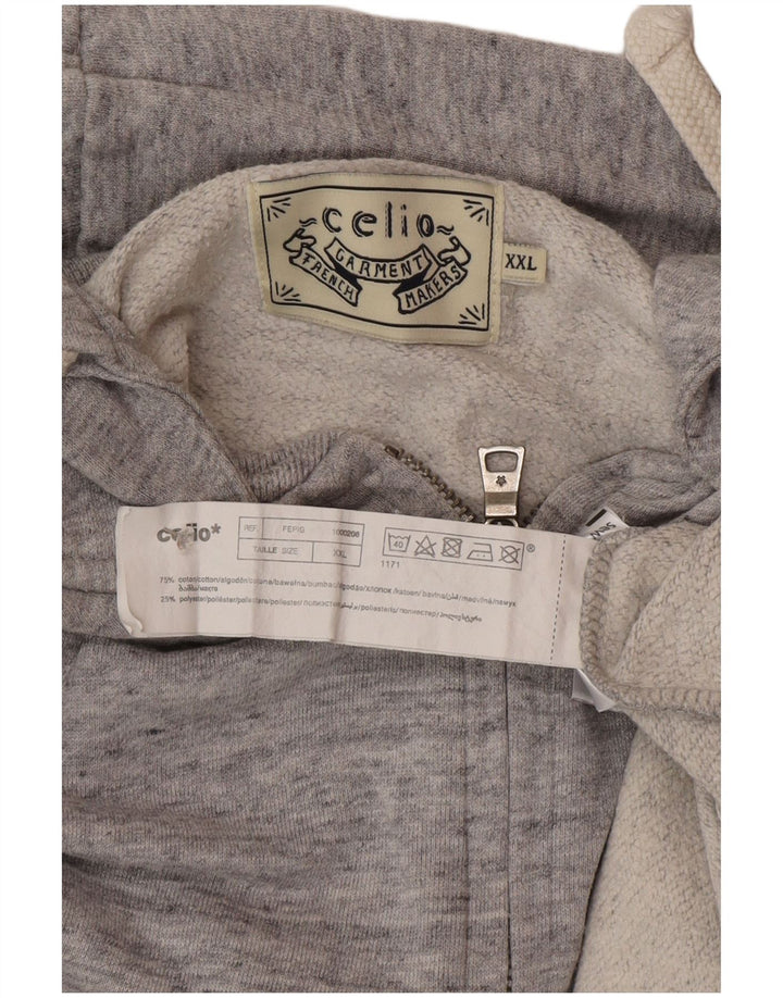 Maglione con cappuccio e zip da uomo Celio 2XL cotone chiazzato grigio