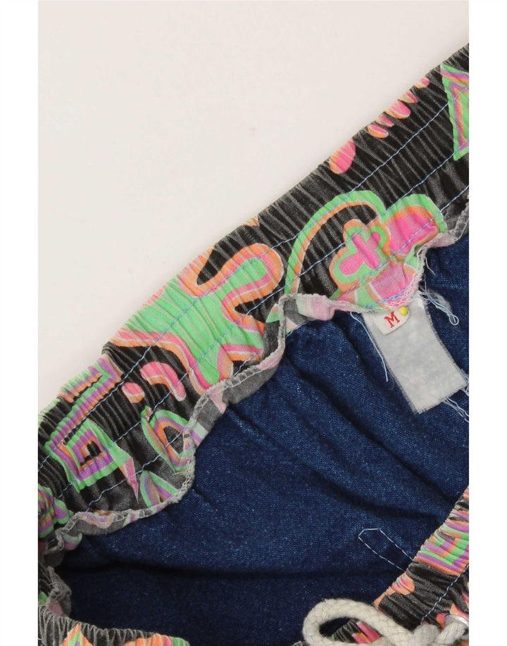 Pantaloncini di jeans vintage da donna medi W28 patchwork blu
