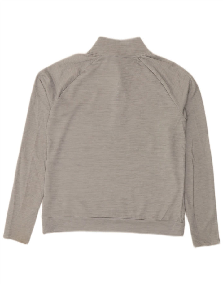 NIKE Top da tuta pullover con zip e collo Dri Fit da uomo piccolo grigio screziato
