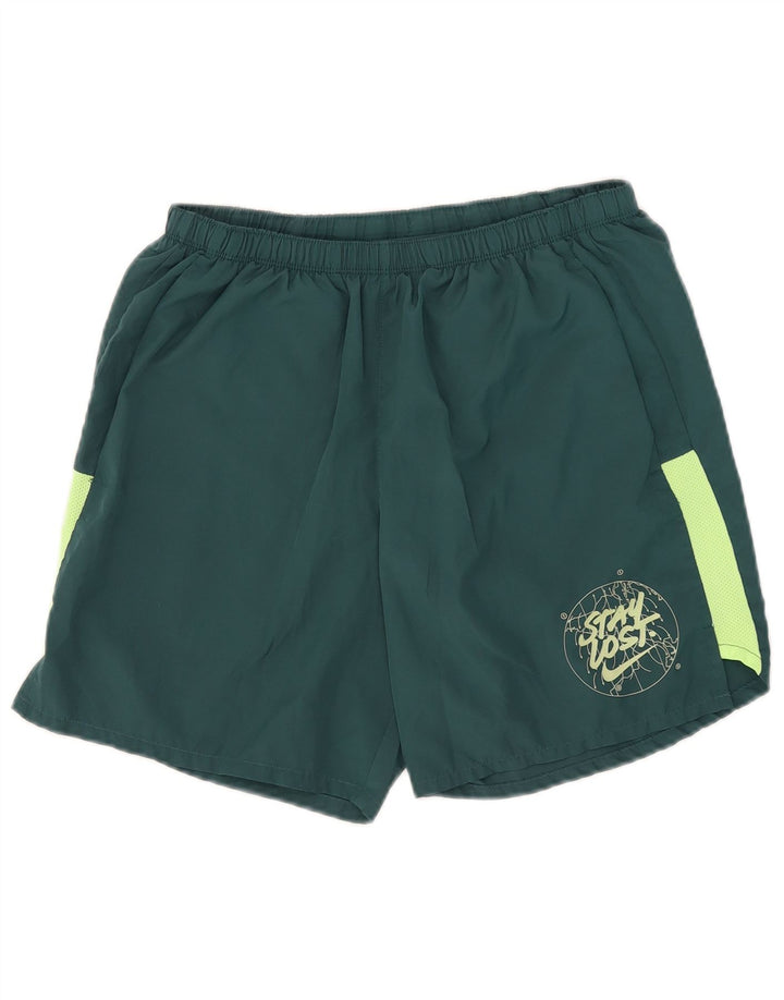 Pantaloncini sportivi Nike Dri Fit Graphic da uomo, grandi, in poliestere color block verde