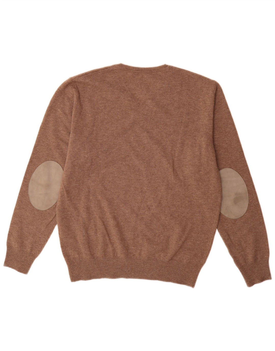 Maglione da uomo Burlington con scollo a V, grande, in lana vergine marrone