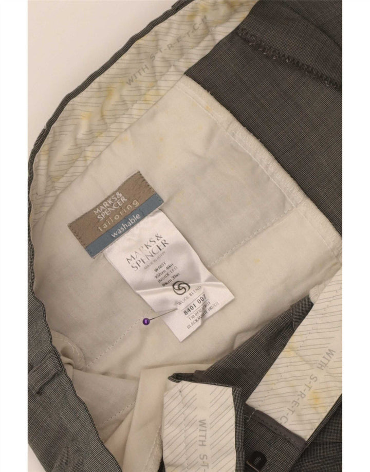 Pantaloni da abito con pegging da uomo Marks & Spencer W40 L33 poliestere nero